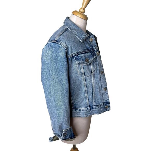 ZARA Sherpa Lined Denim Jacket Size Small - Picture 4 of 7